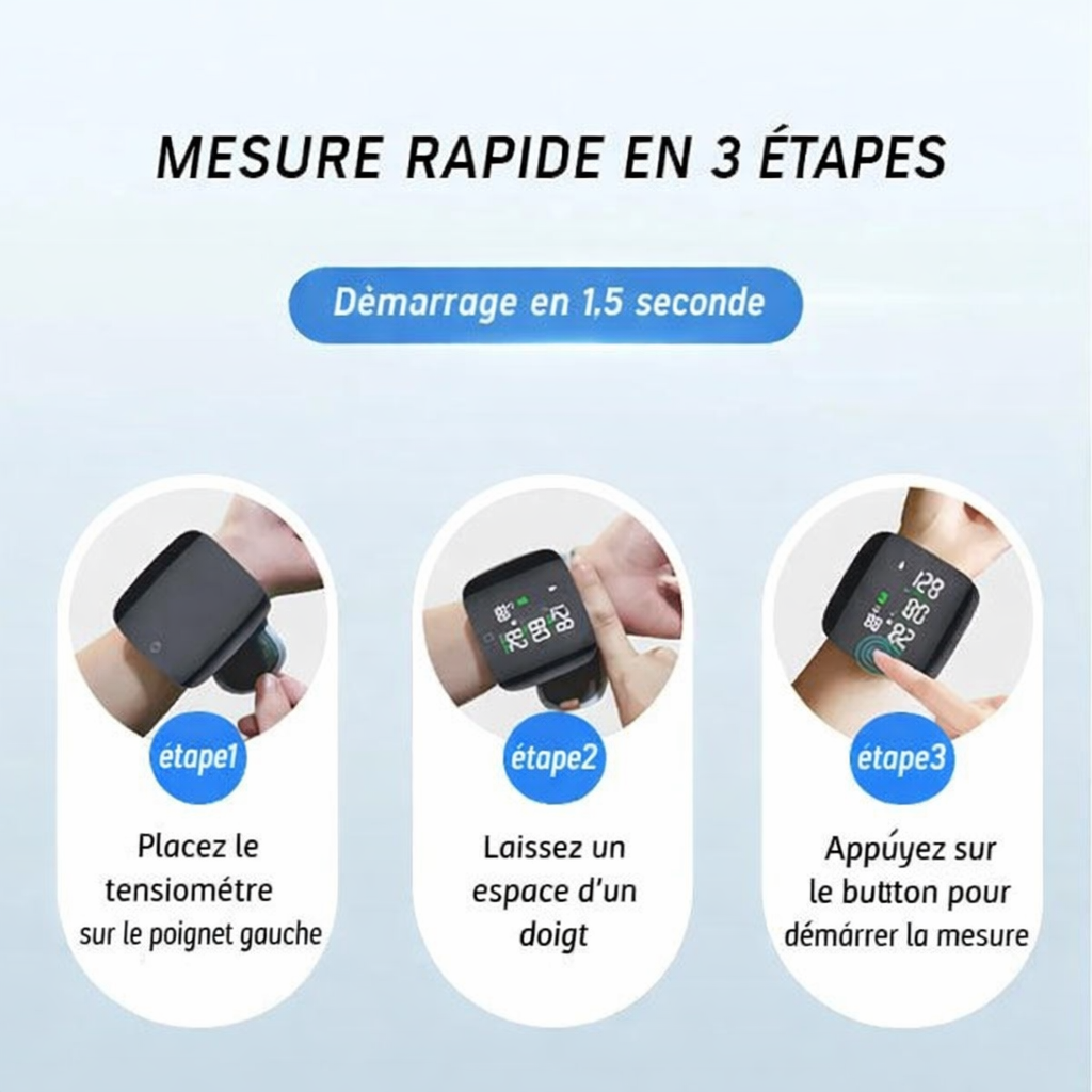 Tensiomètre Automatique au Poignet –  SURVEILLEZ VOTRE TENSION EN 30 SECONDES SANS QUITTER VOTRE MAISON