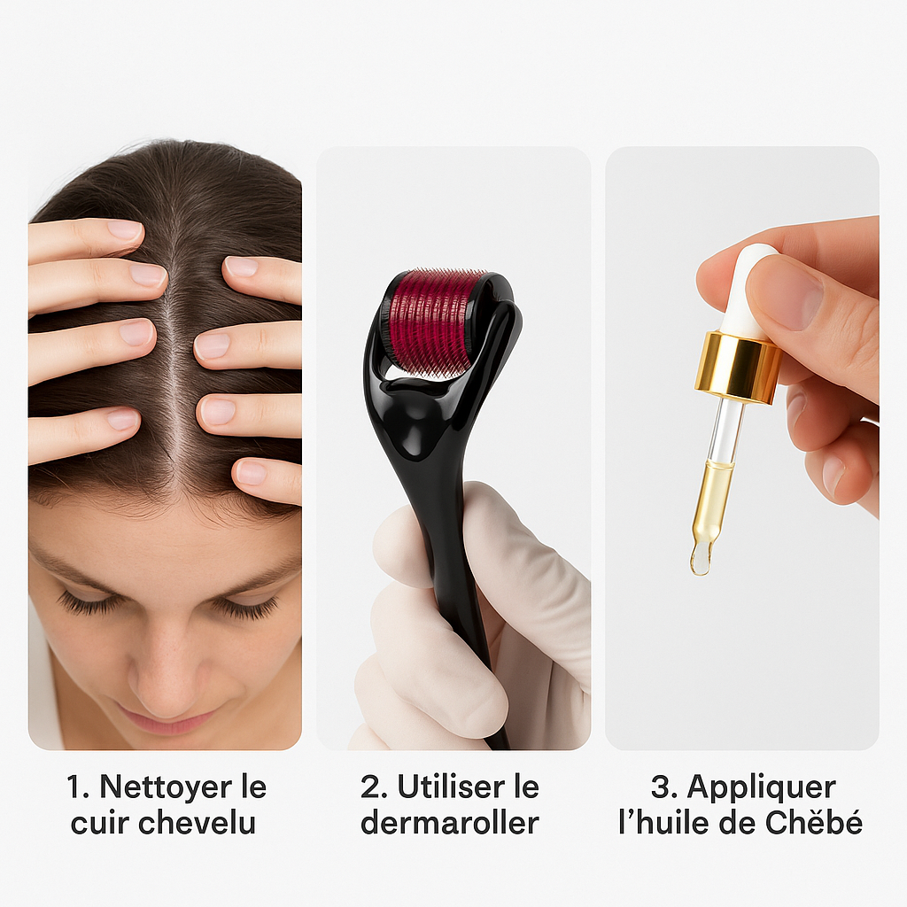 Le Pack Dermaroller PRO + Huile de Chébé: Stopper la chute de vos cheveux au niveau des Tempes
